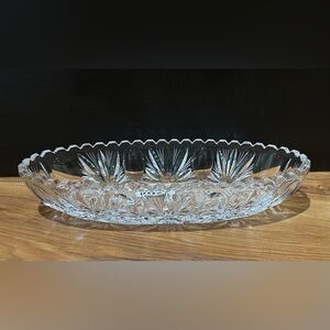 Vintage Oval Cut Crystal Celery Dish